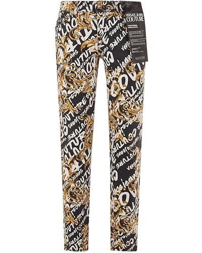 Versace Skinny Crystal Trousers 5pocket Bull Str Gallone Blush Couture - Multicolour