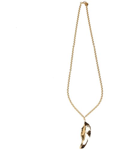 Marni Metal Necklace With Leaf Pendant - Metallic