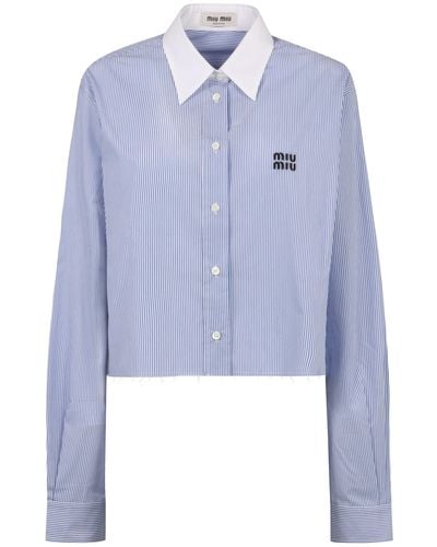 Miu Miu Striped Cotton Shirt - Blue