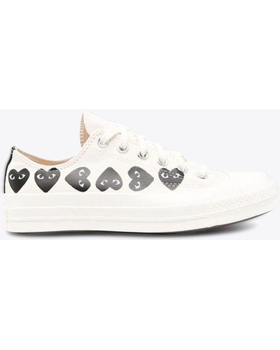 COMME DES GARÇONS PLAY Multi Heart Ct70 Low Top Converse Collaboration Chuck Taylor 70S Off Canvas Low Sneaker - White