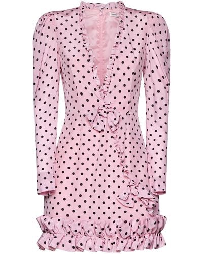 Alessandra Rich Polka Dot Print Silk Mini Dress - Pink
