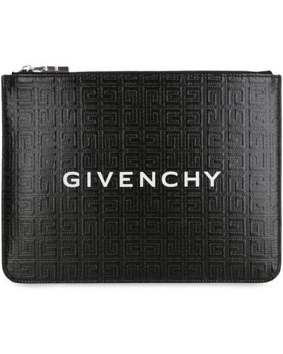 Givenchy 4g Coated Canvas Flat Pouch - Black