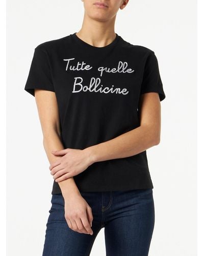Mc2 Saint Barth T-Shirt With Tutte Quelle Bollicine Lettering - Black
