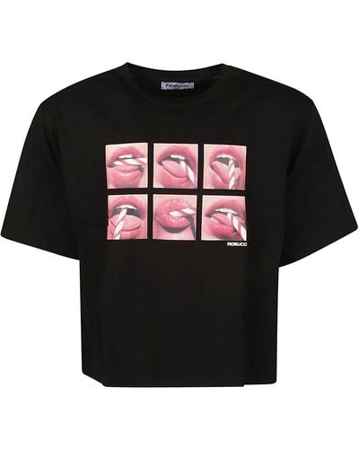 Fiorucci Mouth Print Padded T-Shirt - Black