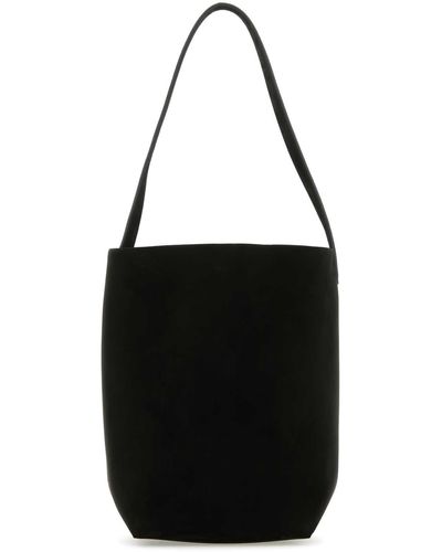 The Row Suede Large N/S Park Shopping Bag - Black