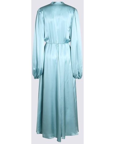 Crida Milano Light Satin Matera Long Dress - Blue