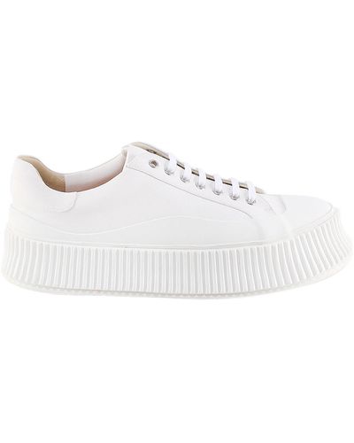 Jil Sander Recycled Canvas Platform Trainers - White