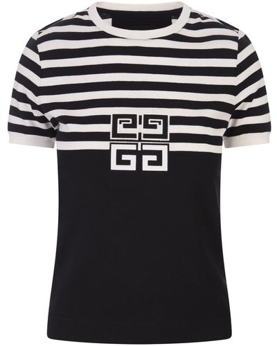 Givenchy Striped T-shirt With 4g Application - Black