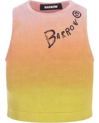 Barrow Multicoloured Knitted Crop Top With Degradé Effect - Yellow