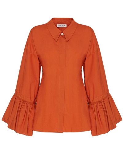 Amotea Claudia Shirt In Poplin - Orange