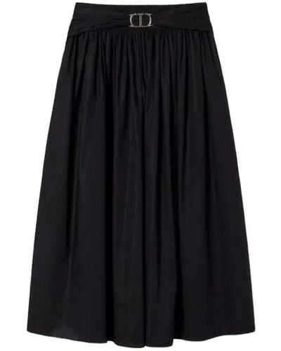 Twin Set Poplin Midi Skirt - Black