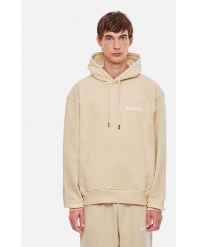 Jacquemus Hoodie With Contrasting Logo Print - Natural