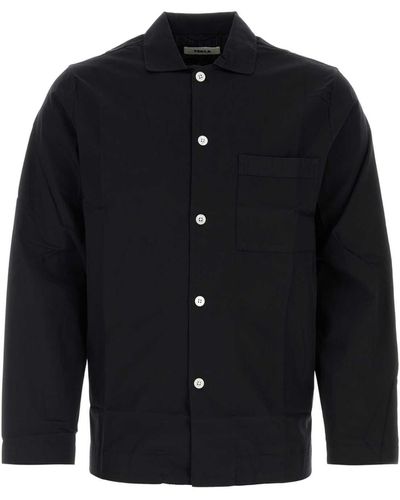 Tekla Cotton Pajama Shirt - Black