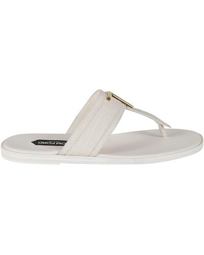 Tom Ford T Plaque Flat Sandals - White