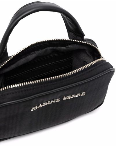 Marine Serre Womans Madame Moire Recycled Fabric Handbag - Black