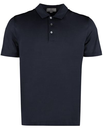 Canali Short Sleeve Cotton Polo Shirt - Blue