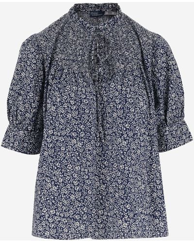 Ralph Lauren Cotton Shirt With Floral Pattern - Blue