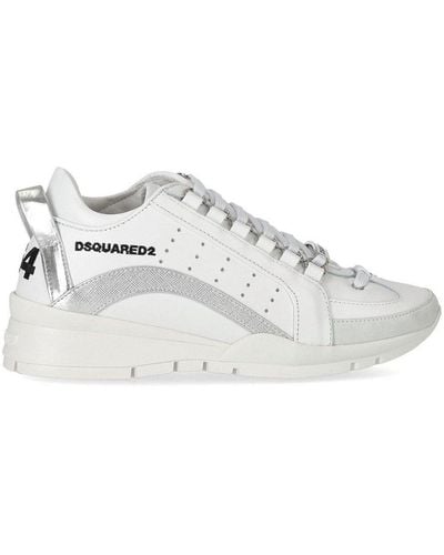 DSquared² Logo Embroidered Lace-Up Trainers - White