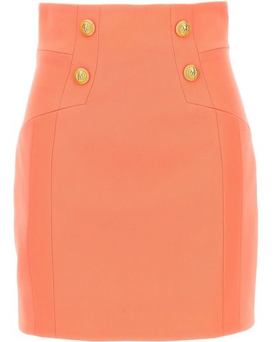 Balmain Logo Button Skirt Skirts - Orange