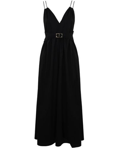 Twin Set Poplin Dress With Oval T Logo - Black
