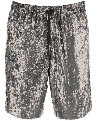 Dries Van Noten Piperi Sequin Bermuda Shorts - Grey