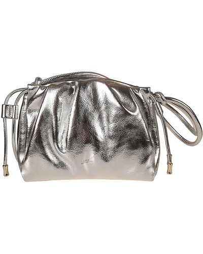 A.P.C. Ninon Metallic-effect Drawstring Shoulder Bag - Gray