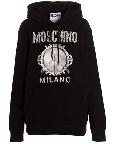 Moschino Front Print Hoodie - Black
