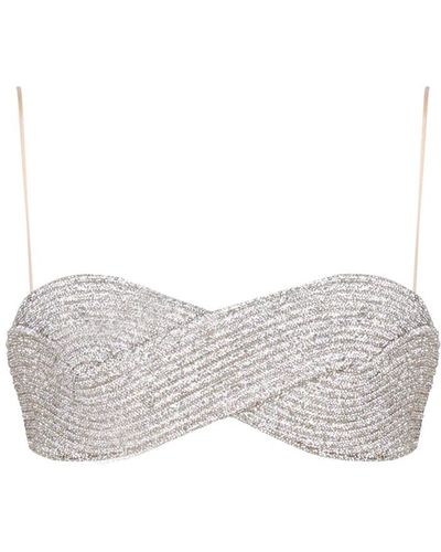 Nue Eternity Bandeau Top With Silver Crystals - White