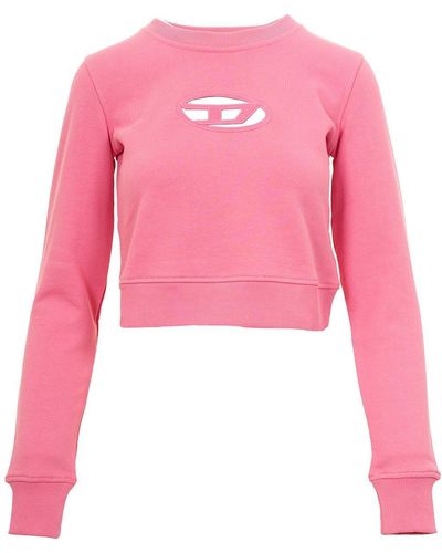 DIESEL F-Slimmy-Od Cut-Out Cropped Crewneck Sweatshirt - Pink