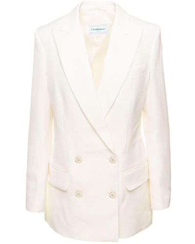 Casablancabrand Silk Blend Double Breasted Blazer - White