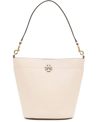 Tory Burch Mcgraw Leather Bucket Bag - White