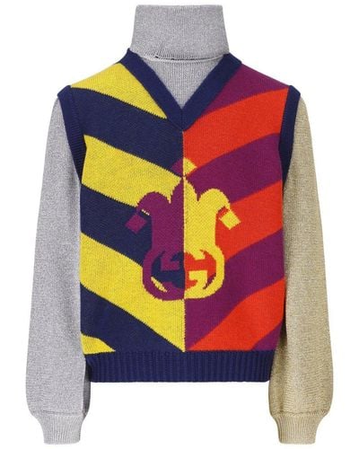 Gucci Striped Jacquard Knitted Sweater - Multicolor