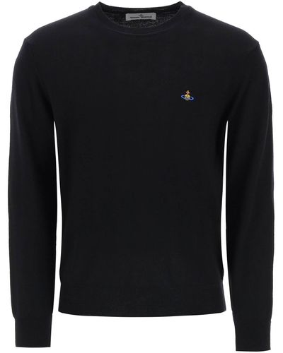Vivienne Westwood Orb Embroidered Crew Neck Sweater - Black