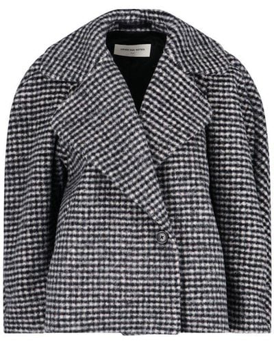 Dries Van Noten Padded Sleeve Round Coat - Black