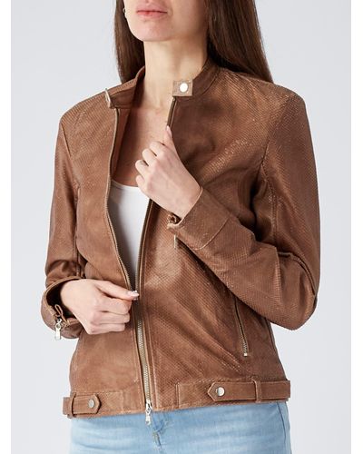 D'Amico Glenna Leather Jacket - Brown