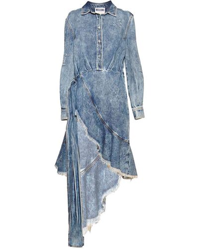 Moschino Denim Button-Up Asymmetric Dress - Blue