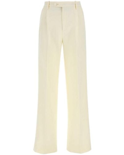 Gucci Embroidered Cotton Blend Wide-Leg Pant - White