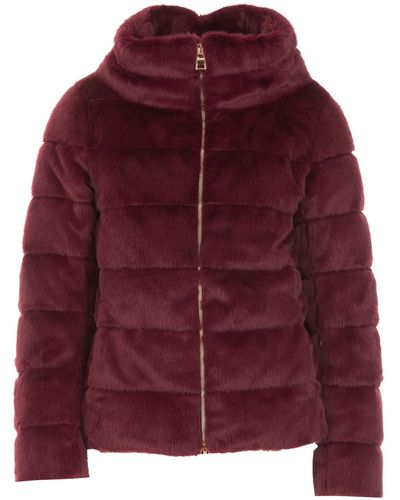 Herno Faux Fur Down Jacket - Red