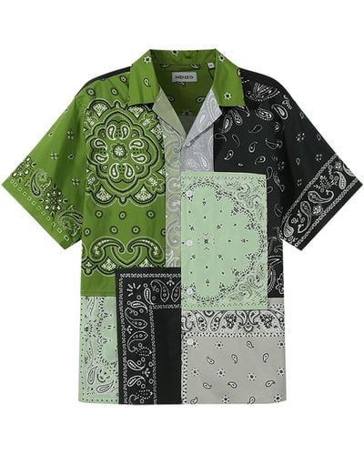 KENZO Patchwork Cotton Shirt - Green