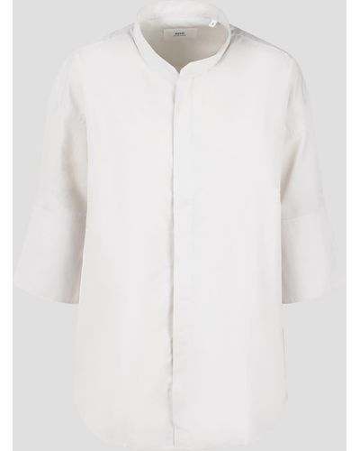 Ami Paris Mao Collar Oversize Shirt - White