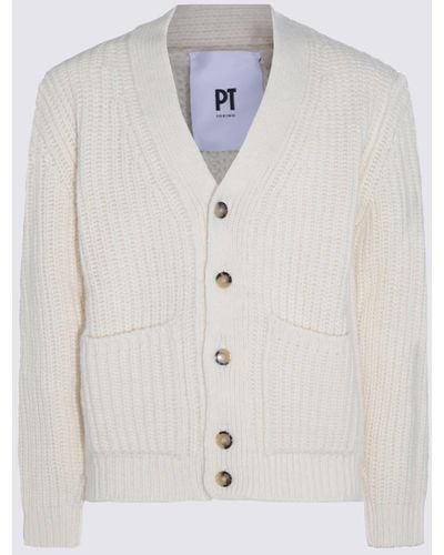 PT Torino Wool Blend Cardigan - White