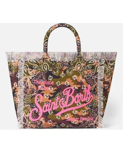 Mc2 Saint Barth Vanity Canvas Shoulder Bag With Bandanna Camouflage Print - Pink
