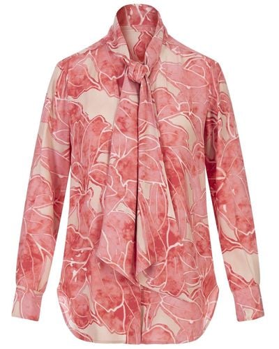 Kiton Printed Silk Shirt With Lavalliere Collar - Pink