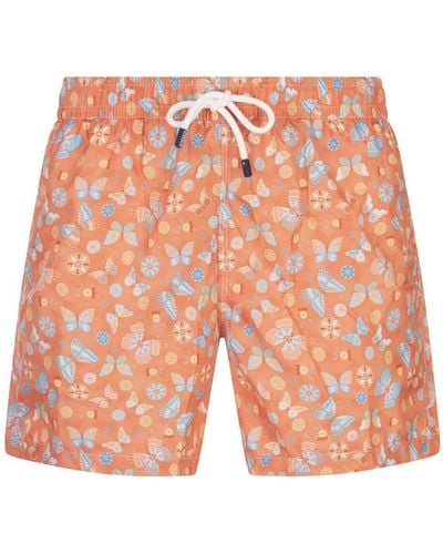 Fedeli Swim Shorts With Butterfly Print - Pink