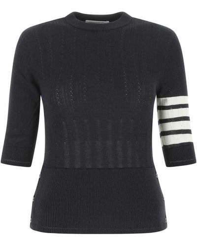 Thom Browne Cotton Blend Sweater - Black