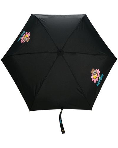 Moschino Flower Bear With Pendant Teddy Supermini Umbrella - Black