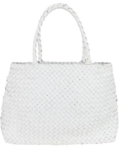 Dragon Diffusion Vintage Mesh Tote Washed Tote Bag + Cotton Lining - White