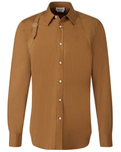 Alexander McQueen Harness Buckle Long Sleeved Shirt - Brown