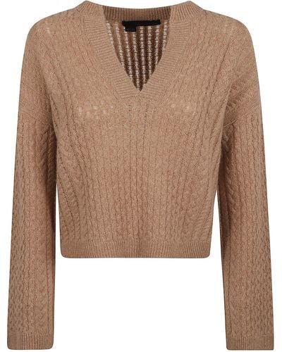 360cashmere V-Neck Cable-Knit Sweater - Natural