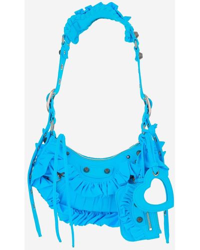 Balenciaga Le Cagole Xs Ruffle Shoulder Bag - Blue